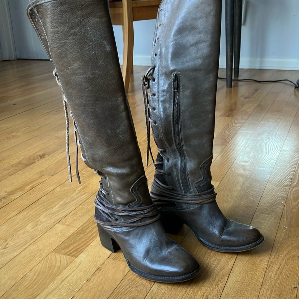 Freebird Coal leather Knee-High Boots Taupe 7